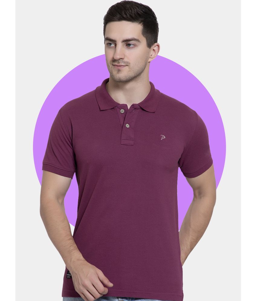     			Promount Pack of 1 Cotton Blend Regular Fit Solid Half Sleeves Men's Polo T Shirt ( Wine )