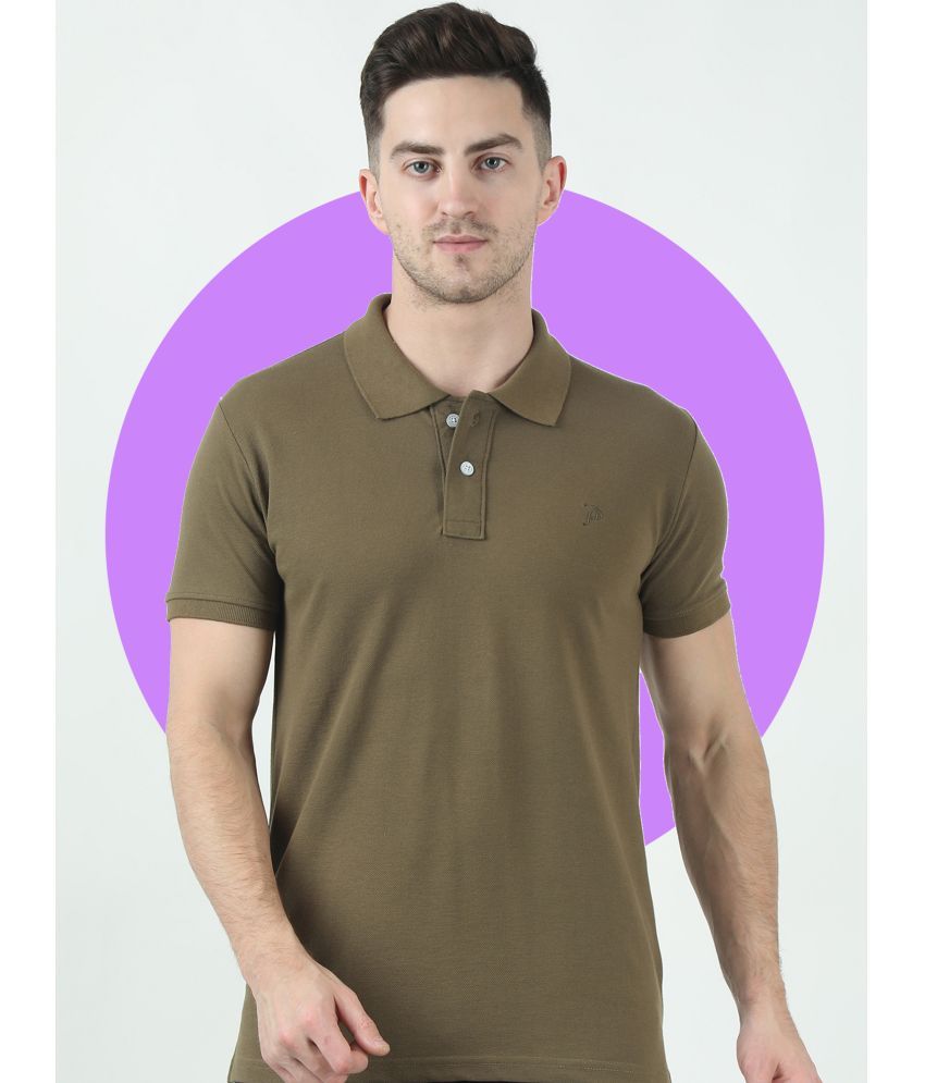     			Promount Pack of 1 Cotton Blend Regular Fit Solid Half Sleeves Men's Polo T Shirt ( Olive )