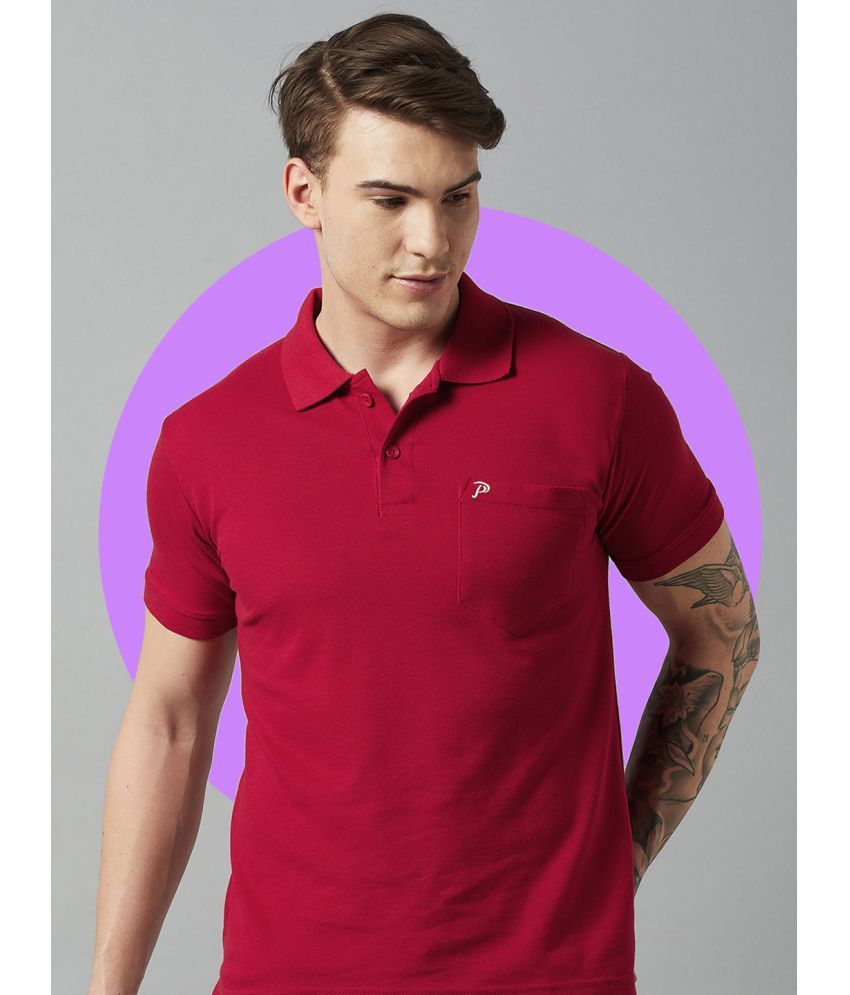     			Promount Pack of 1 Cotton Blend Regular Fit Solid Half Sleeves Men's Polo T Shirt ( Red )