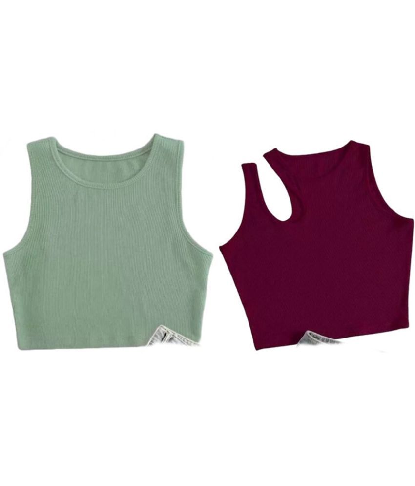     			holdvalley Multicolor Cotton Blend Women's Crop Top ( Pack of 2 )