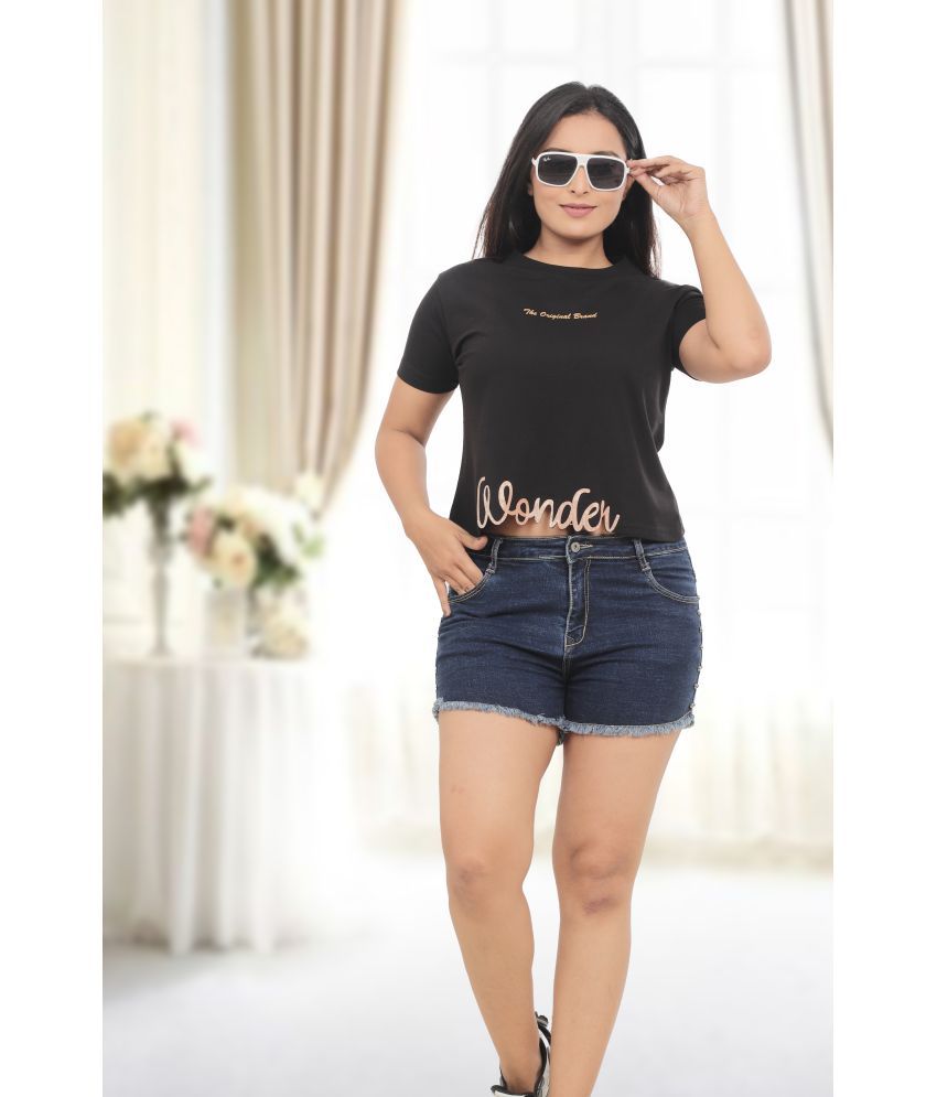     			just love Black Cotton Blend Women's Crop Top ( Pack of 1 )