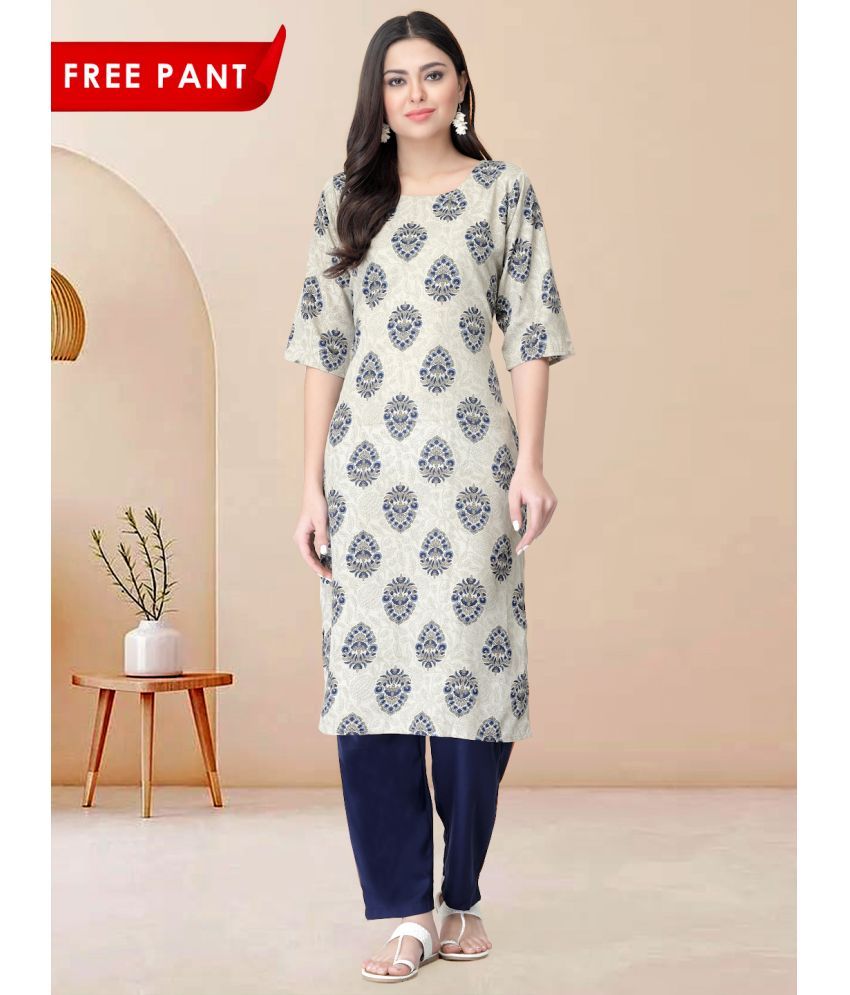     			1 Stop Fashion Pack of 1 Crepe Printed Straight Women's Kurti - ( Grey )