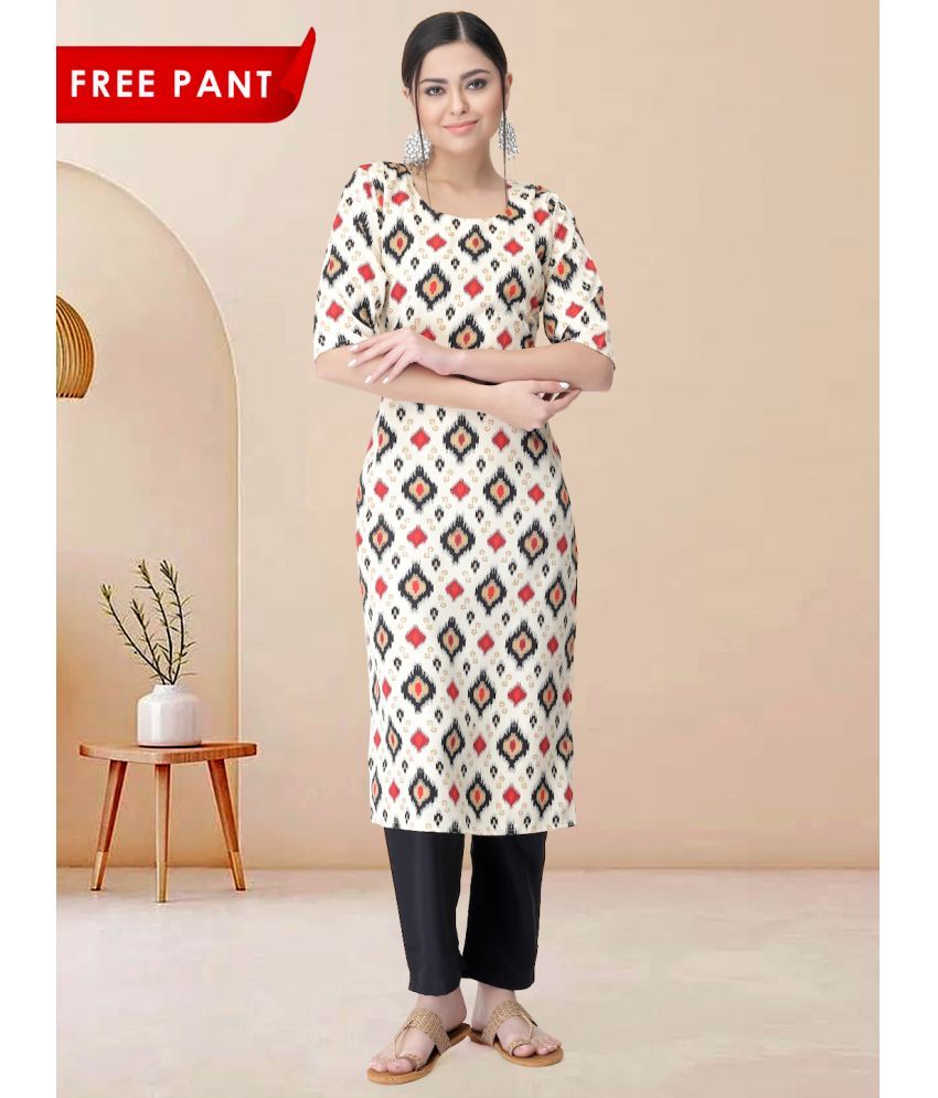     			1 Stop Fashion Pack of 1 Crepe Printed Straight Women's Kurti - ( White )