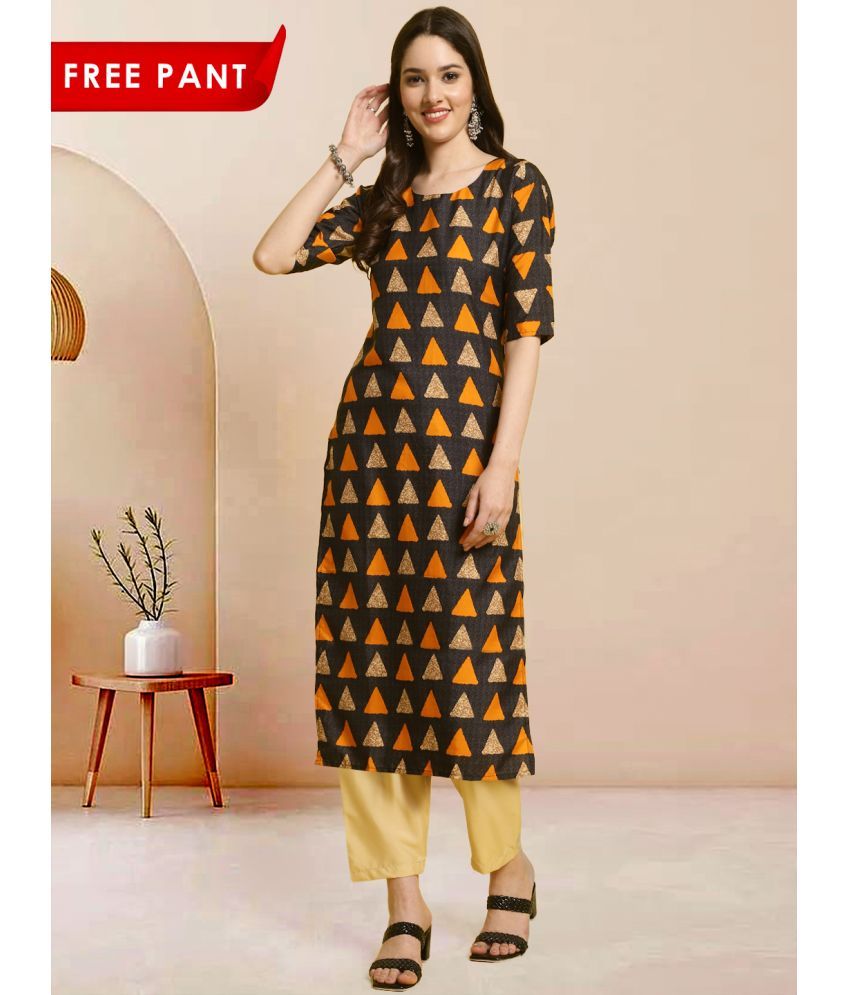     			Ethnicbasket Pack of 1 Crepe Printed Straight Women's Kurti - ( Multicolor )