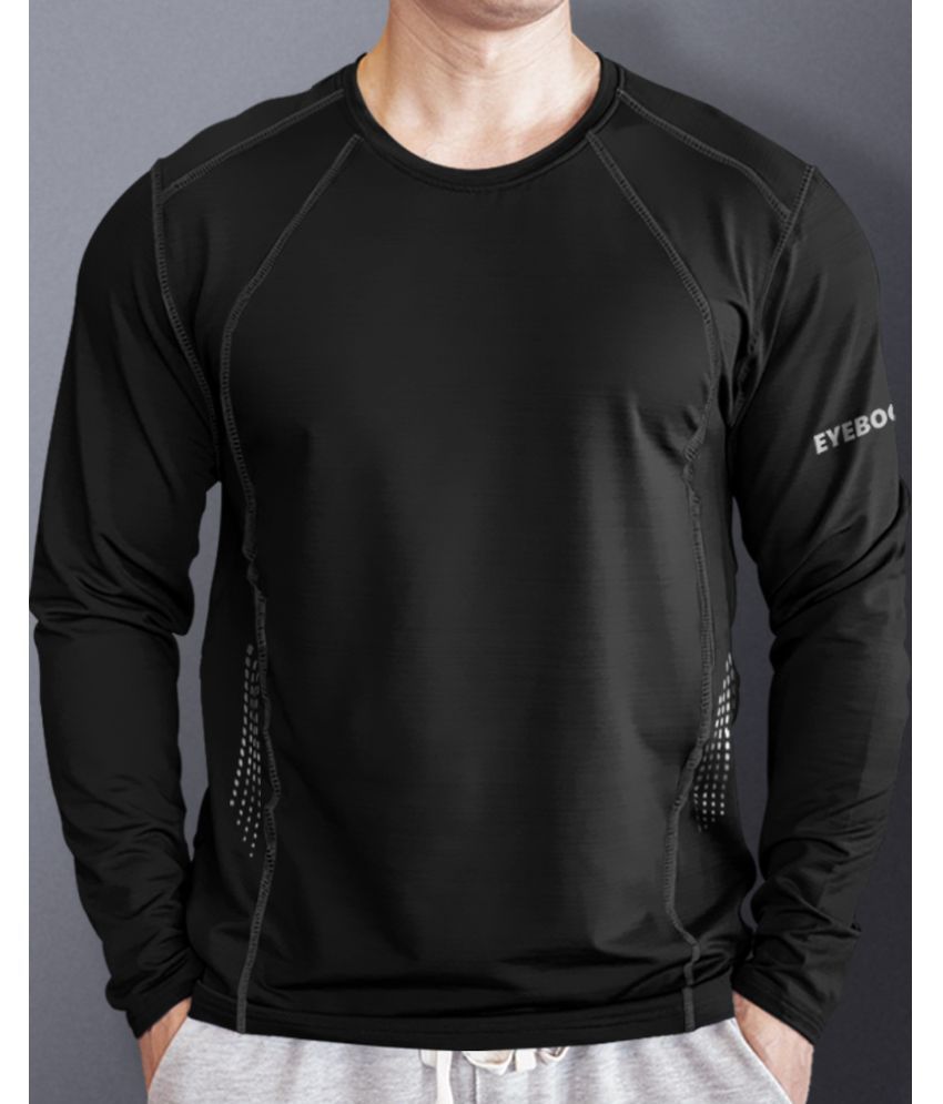     			Eyebogler Polyester Regular Fit Solid Full Sleeves Men's Round T-Shirt - Black ( Pack of 1 )