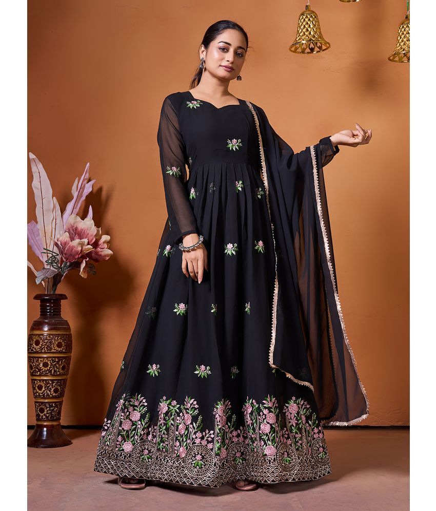     			kedar fab Black Anarkali Georgette Women's Stitched Ethnic Gown ( Pack of 1 )