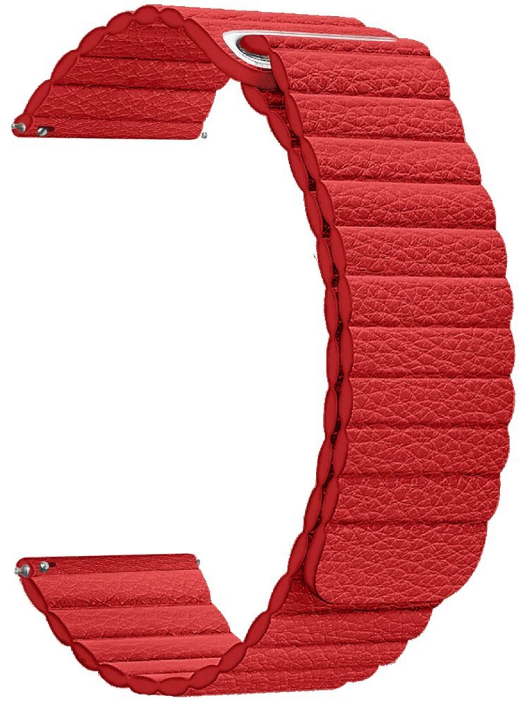     			ACM Watch Strap Magnetic Leather 22mm compatible with Amazfit Bip 5 Unity Smartwatch Luxury Band Red