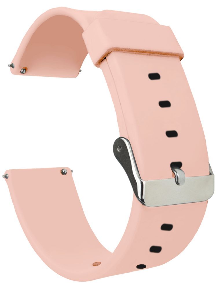     			ACM Watch Strap Silicone Belt 22mm compatible with Noise Colorfit Macro Smartwatch Casual Classic Band Creame Pink