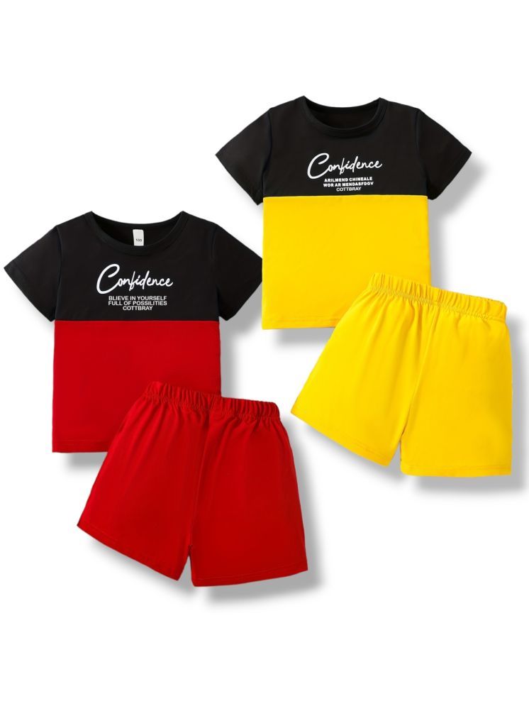     			COTTBRAY Pack of 2 Unisex Cotton T-Shirts & Shorts Set ( Yellow )