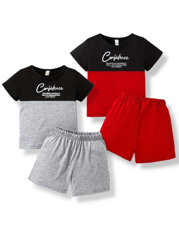     			COTTBRAY Pack of 2 Unisex Cotton T-Shirts & Shorts Set ( Red )