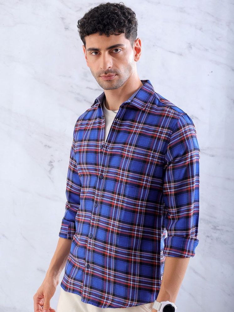     			HARDSODA 100% Cotton Regular Fit Checks Full Sleeves Men's Casual Shirt - Blue ( Pack of 1 )