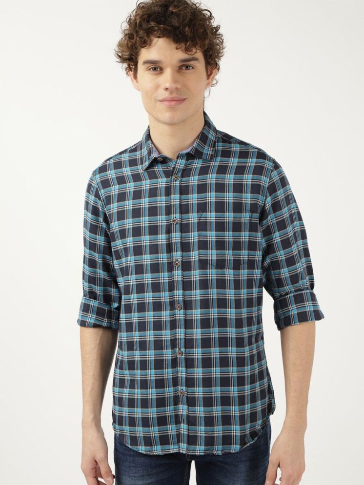     			HARDSODA 100% Cotton Regular Fit Checks Full Sleeves Men's Casual Shirt - Blue ( Pack of 1 )