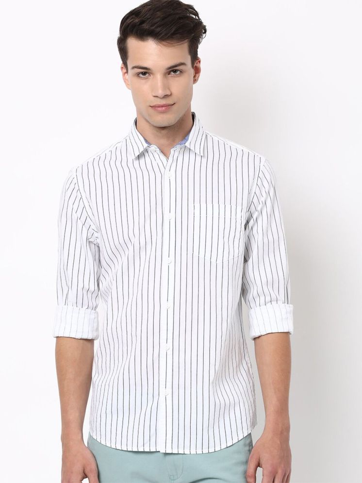     			HARDSODA 100% Cotton Regular Fit Striped Full Sleeves Men's Casual Shirt - White ( Pack of 1 )