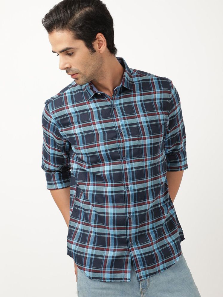     			HARDSODA Poly Cotton Slim Fit Checks Full Sleeves Men's Casual Shirt - Blue ( Pack of 1 )