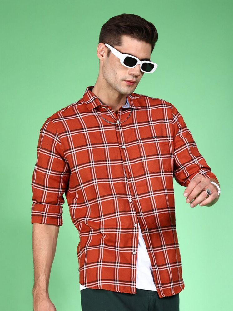     			HARDSODA Polyester Regular Fit Checks Full Sleeves Men's Casual Shirt - Brown ( Pack of 1 )