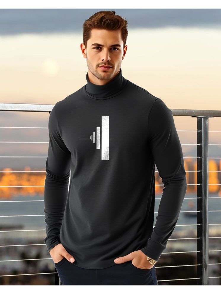     			AUSK Cotton Blend Regular Fit Printed Full Sleeves Men's High Neck T-Shirt - Black ( Pack of 1 )