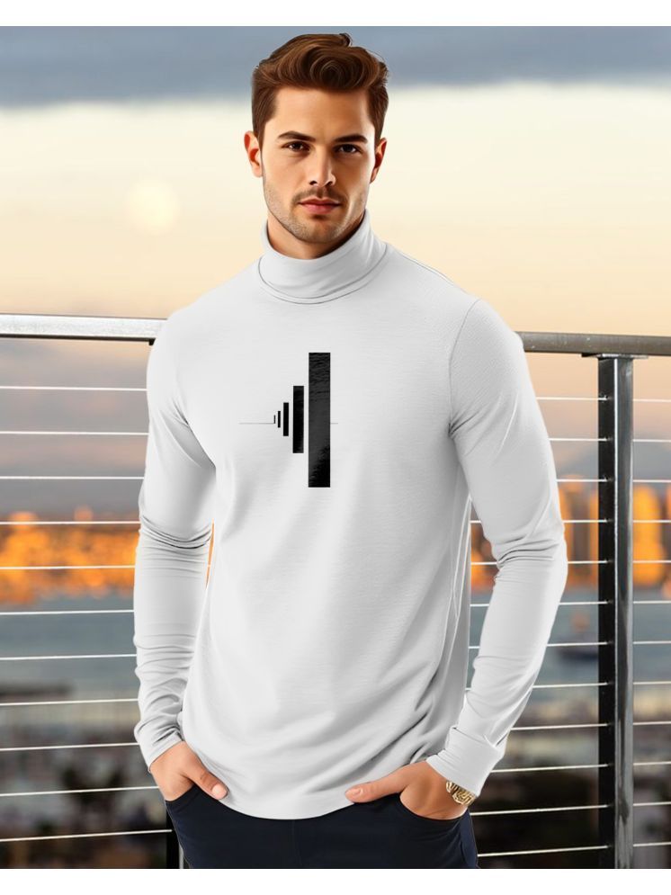     			AUSK Cotton Blend Regular Fit Printed Full Sleeves Men's High Neck T-Shirt - White ( Pack of 1 )