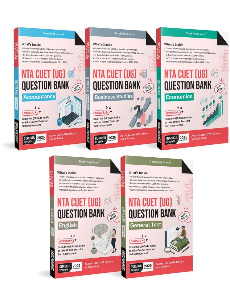     			Gurukul By Oswal NTA CUET Commerce Question Bank Bundles (Set of 5) Exam 2025 : Accountancy, Business Studies, Economics, English & General Test (MCQs