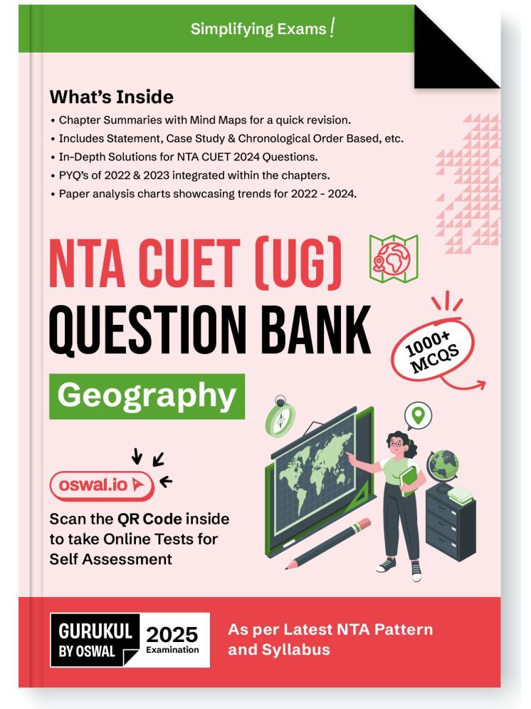     			Gurukul NTA CUET (UG) Geography Question Bank Exam 2025 : 1000+ MCQs, Chapter Summary with Mind Maps, 2024 Solved Paper, PYQs, Paper Analysis Charts,