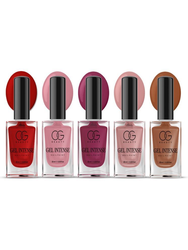     			OG BEAUTY Multi Glossy Nail Polish 50 ( Pack of 5 )