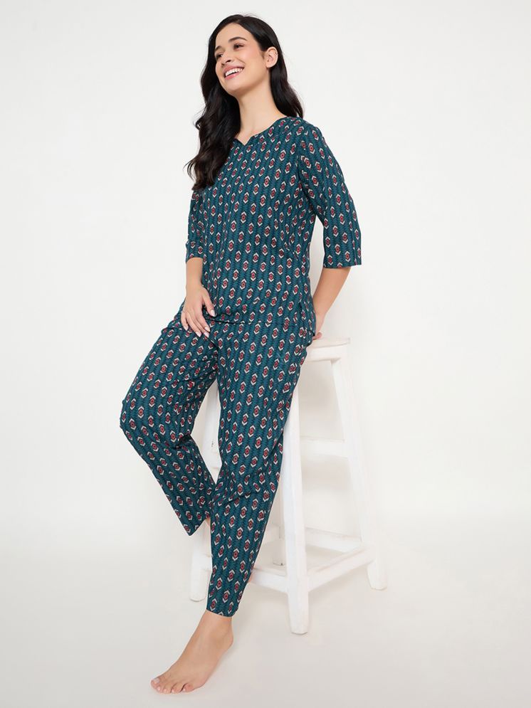     			Clovia Navy Rayon Women's Nightwear Nightsuit Sets ( Pack of 1 )