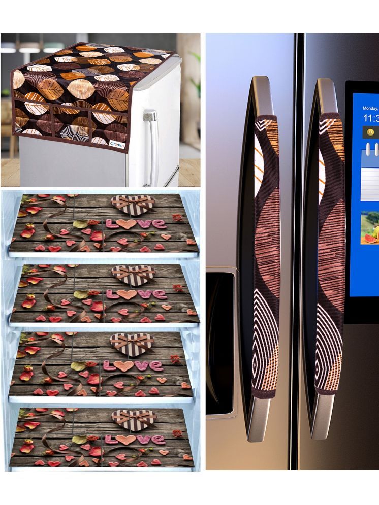     			Crosmo Knitting Graphic Fridge Mat & Cover ( 53 99 ) Pack of 7 - Brown