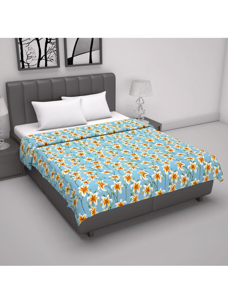     			DIVINE CASA Cotton Floral Double Bed Dohar - Blue ( )