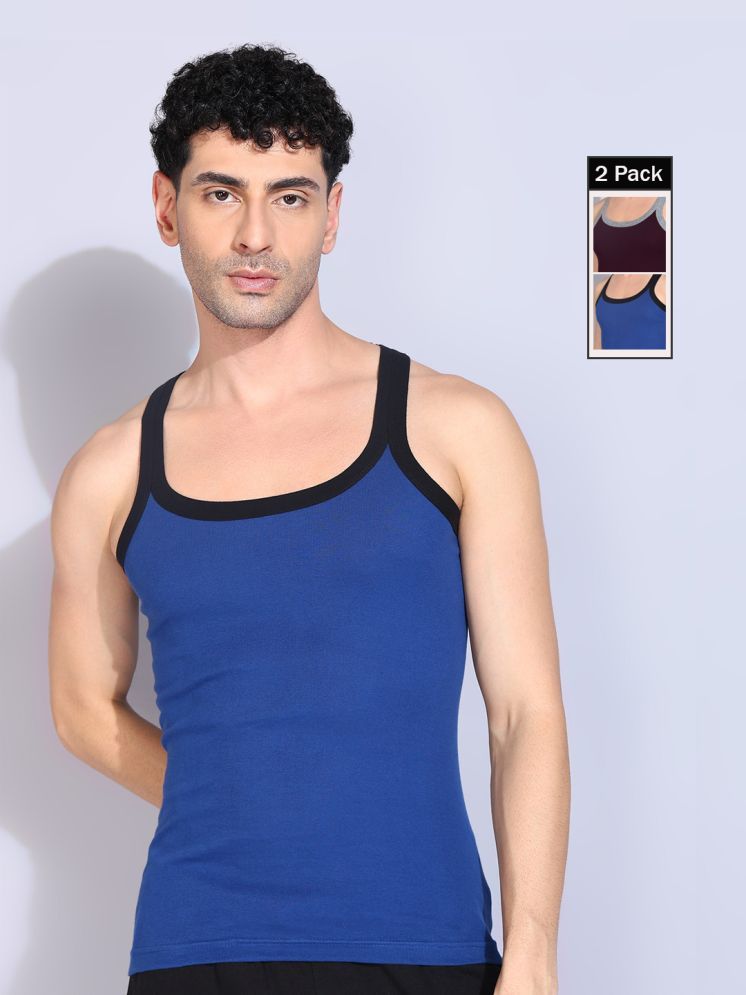     			Dollar Bigboss Pack of 2 Cotton Blend Gym Vest For Men ( Multi )