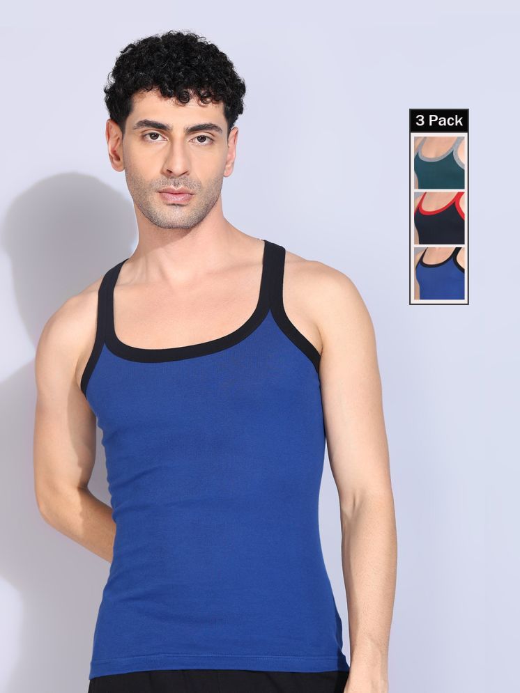     			Dollar Bigboss Pack of 3 Cotton Blend Gym Vest For Men ( Multi )