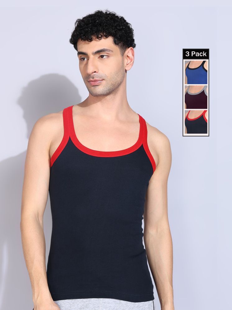     			Dollar Bigboss Pack of 3 Cotton Blend Gym Vest For Men ( Multi )