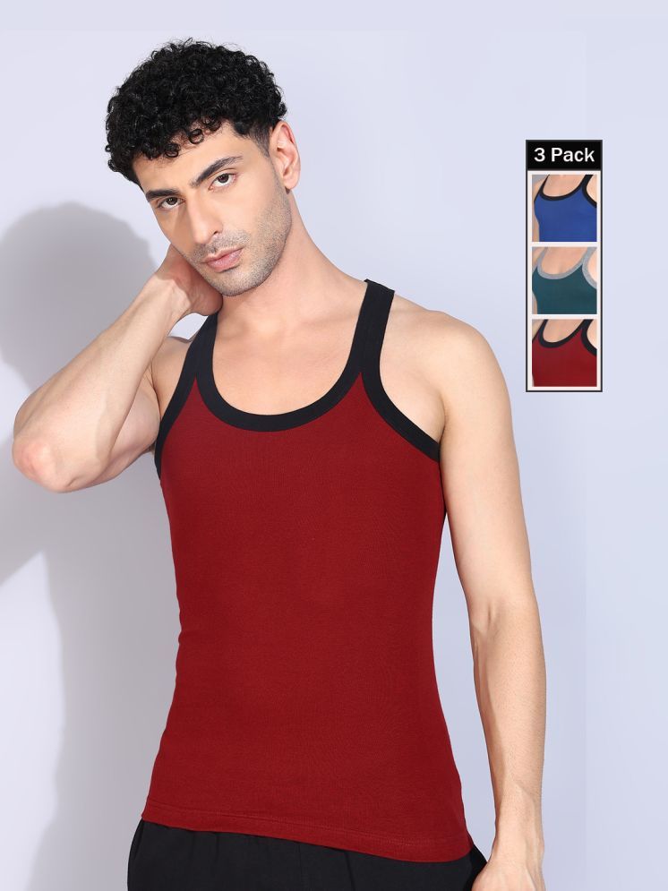     			Dollar Bigboss Pack of 3 Cotton Blend Gym Vest For Men ( Multi )