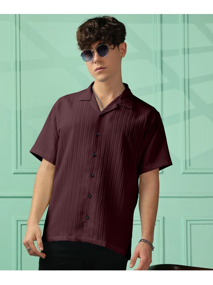     			FOXTER Polyester Regular Fit Solids Half Sleeves Men's Casual Shirt - Wine ( Pack of 1 )