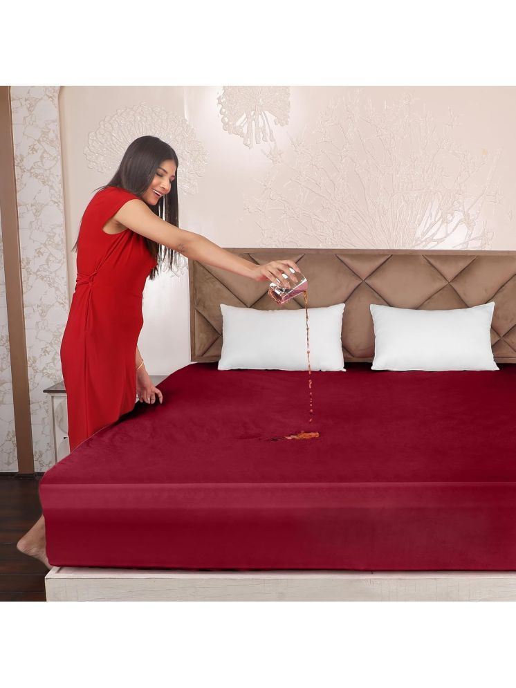     			GURU SALES Maroon Poly Cotton Mattress Cover