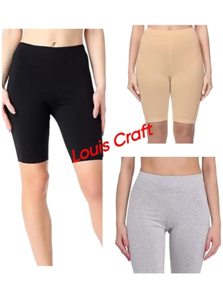     			Louis Craft Pack of 3 Cotton Lycra Safety Shorts For Women ( Multicolor )