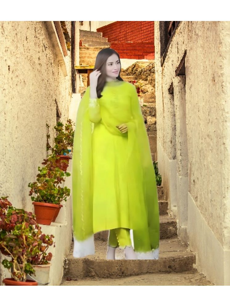     			M Enterprise Cotton Self Design Kurti With Pants Women's Stitched Salwar Suit - Lime Green ( Pack of 1 )