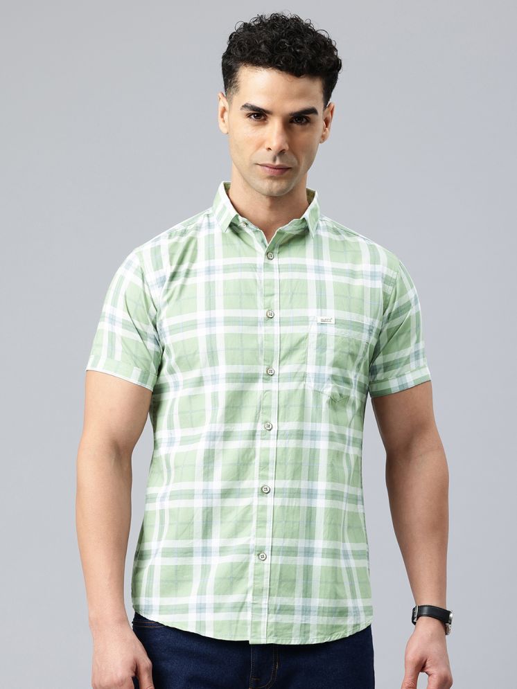     			MAJESTIC MAN 100% Cotton Slim Fit Checks Half Sleeves Men's Casual Shirt - Green ( Pack of 1 )