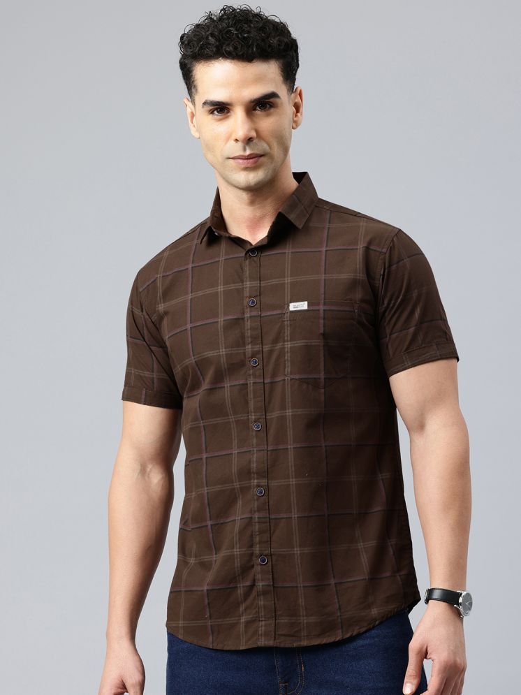     			MAJESTIC MAN 100% Cotton Slim Fit Checks Half Sleeves Men's Casual Shirt - Brown ( Pack of 1 )