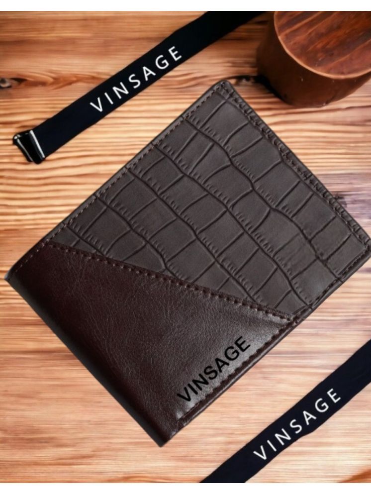     			VINSAGE Brown PU Men's Regular Wallet ( Pack of 1 )