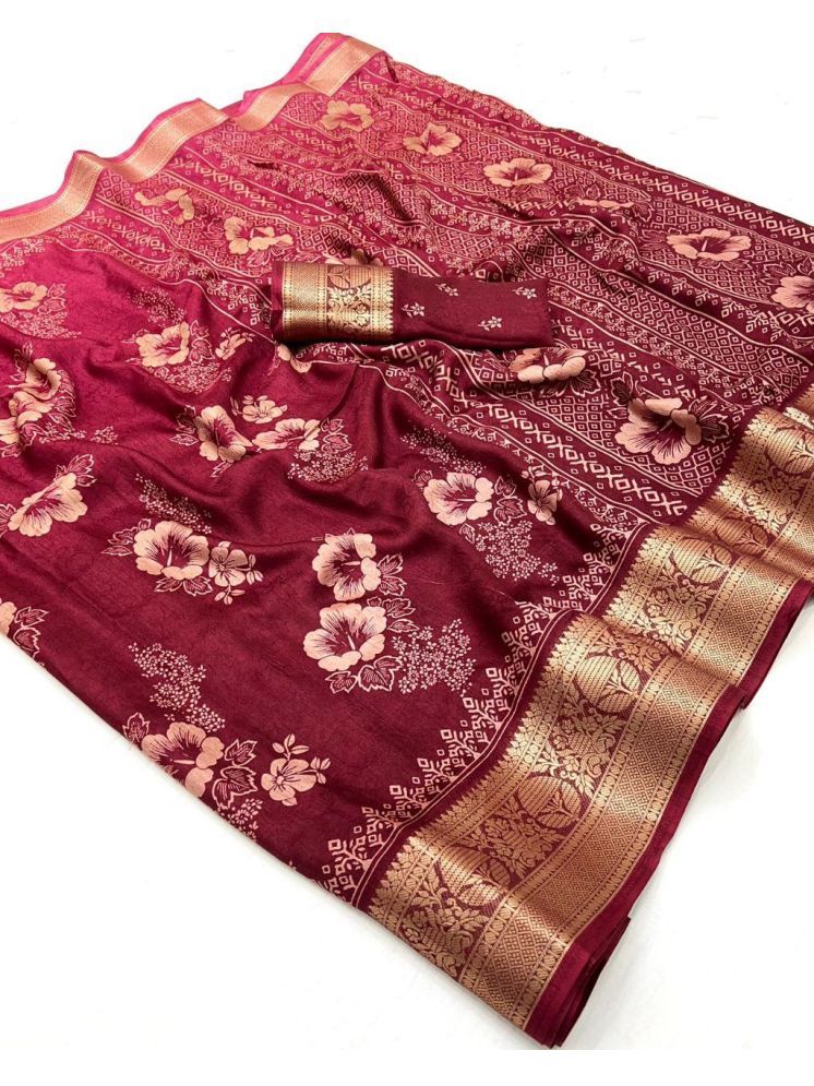     			Arkia Pack of 1 Silk Embellished Saree With Blouse Piece ( Maroon )