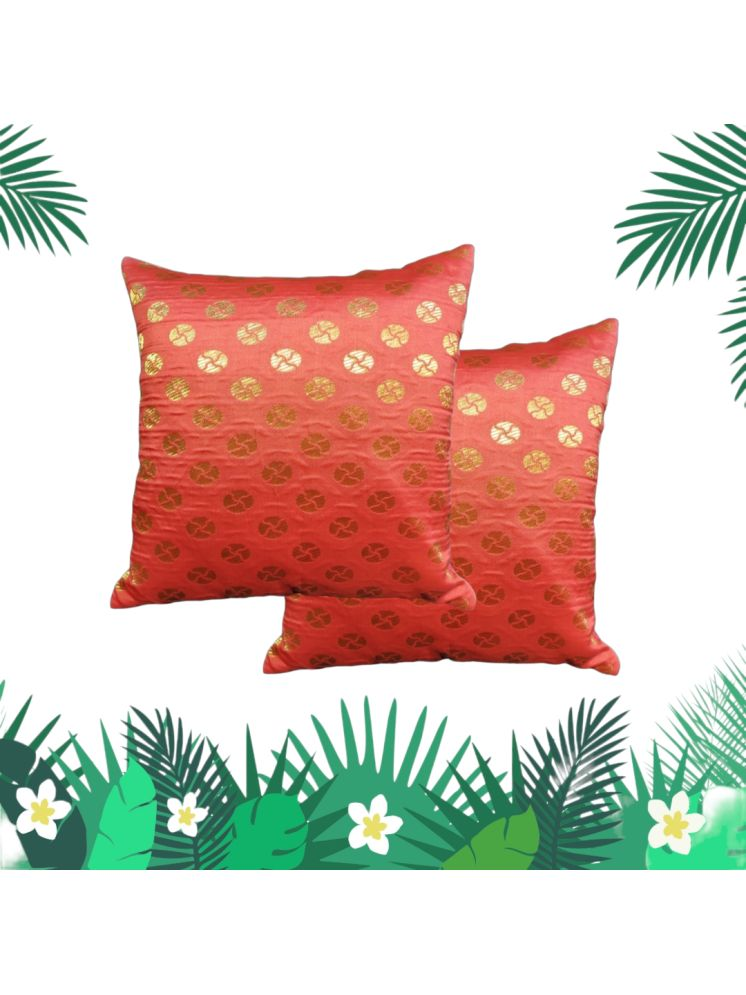     			BMAP Set of 2 Jacquard Polka Dots Square Cushion Cover (40X40)cm - Orange