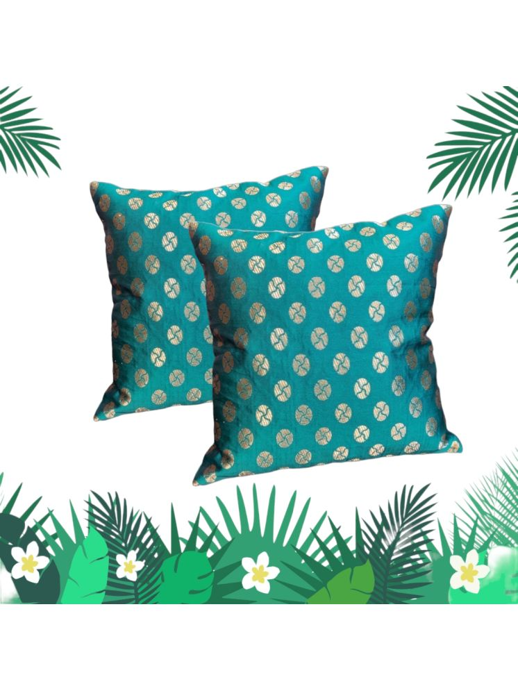     			BMAP Set of 2 Jacquard Polka Dots Square Cushion Cover (40X40)cm - Green