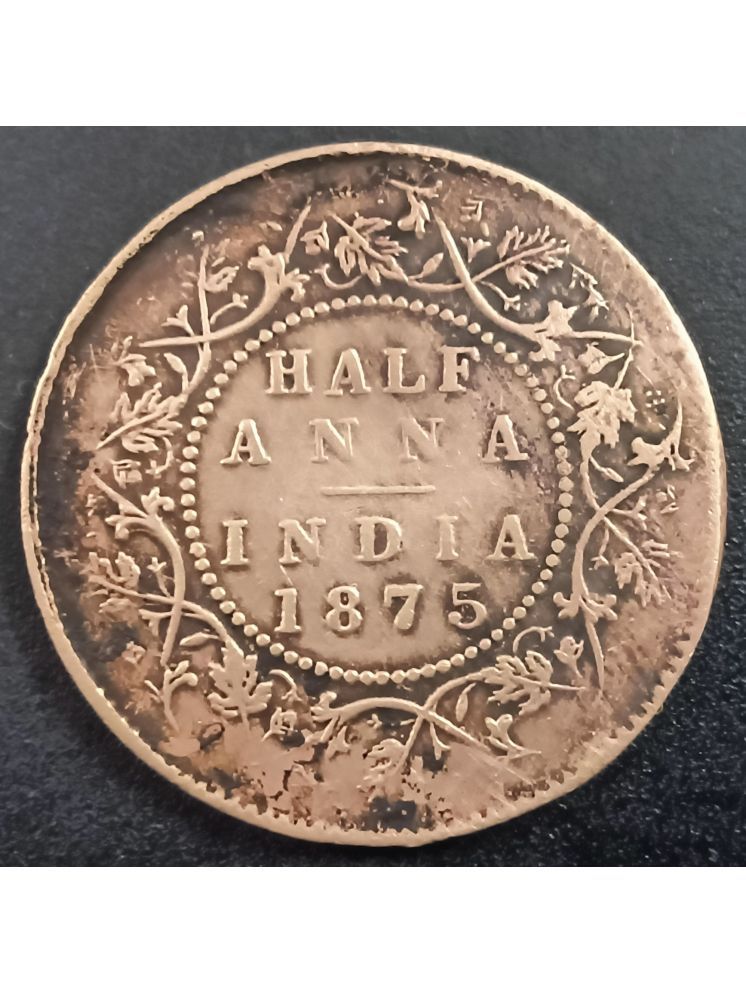     			British India 1/2 Half Anna Rare 1875 Victoria Queen Copper Coin