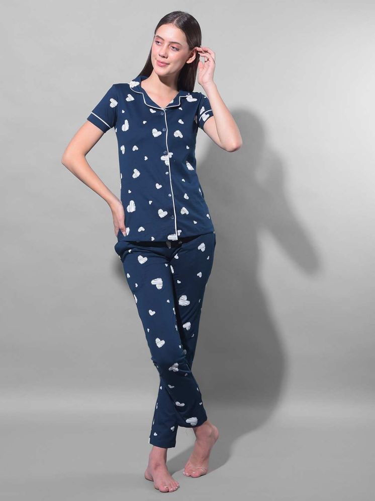     			Dollar Missy Blue Cotton Blend Women's Nightwear Nightsuit Sets ( Pack of 1 )