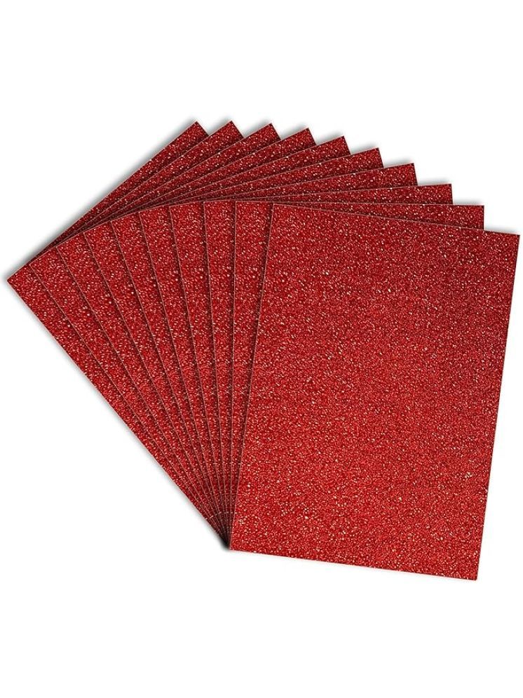     			Freedy A4 Size Glitter Foam Sheets, Red Colour, Pack of 10 Sheets- for Art & Craft, Decoration, Gift Wrapping, Scrapbooking etc A4 180 gsm Craft paper (Set of 1, Red)