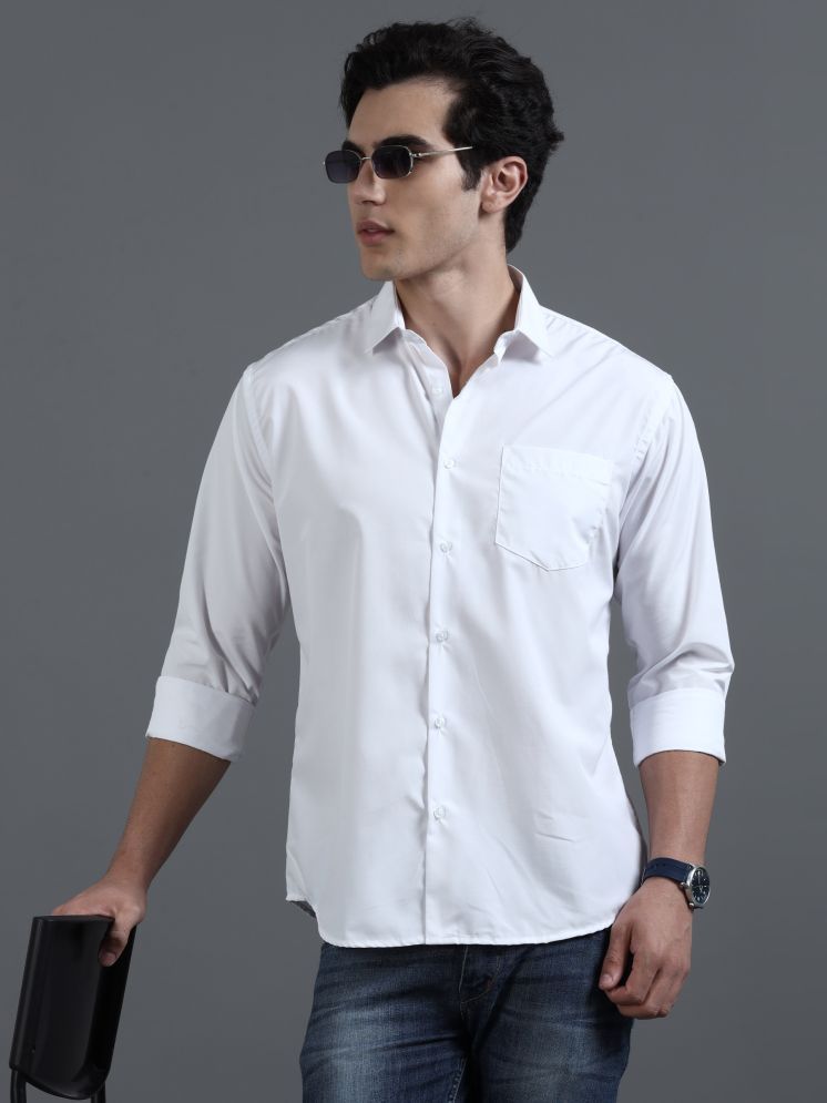     			HETIERS Polyester Regular Fit Solids Full Sleeves Men's Casual Shirt - White ( Pack of 1 )