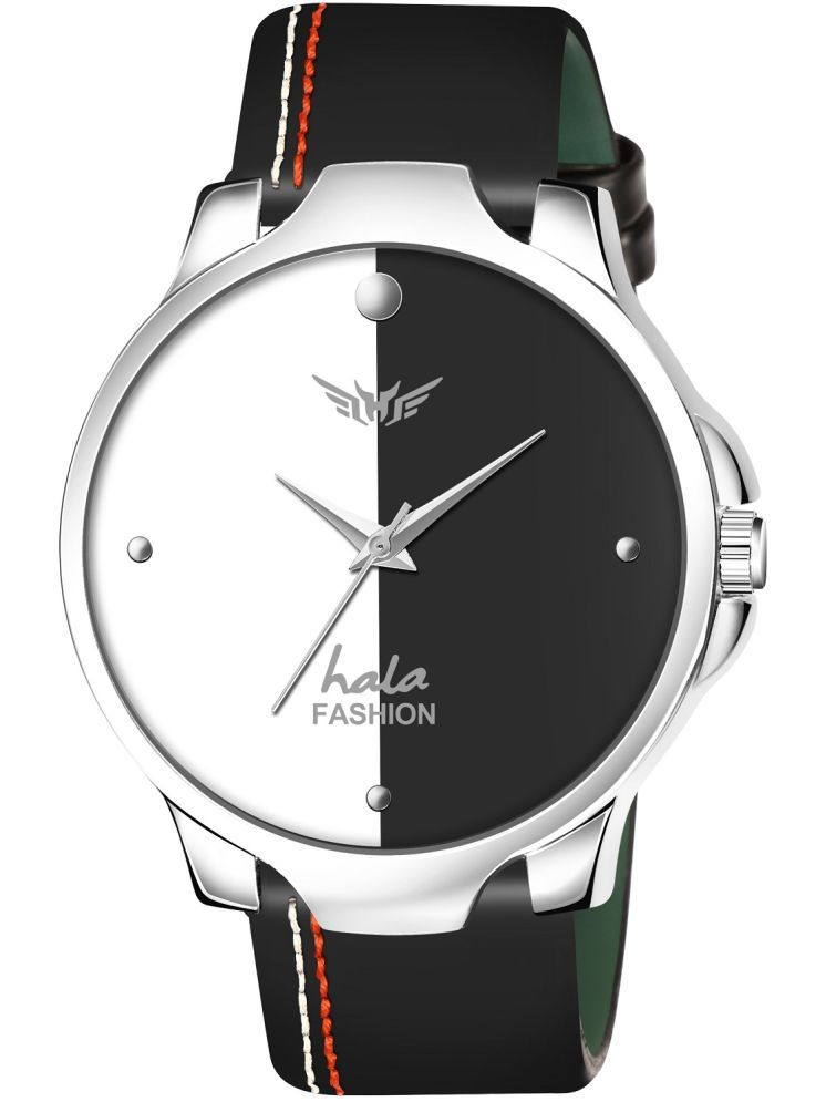     			Hala Black Leather Analog Men's Watch