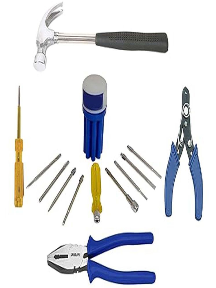     			Hand Tools Kit, Combination Pliers, Hammer, Wire Cutter, Tester, Screwdriver Set, for Home, Industrial, Electrician Use