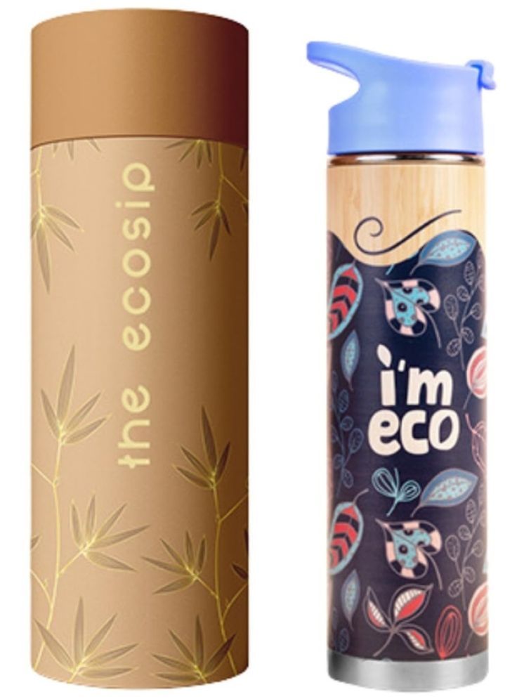     			I'm Eco Bamboo Printed Bottle Ideal for Home, Office & Gym Blue Bamboo Water Bottle 500 mL ( Set of 1 )