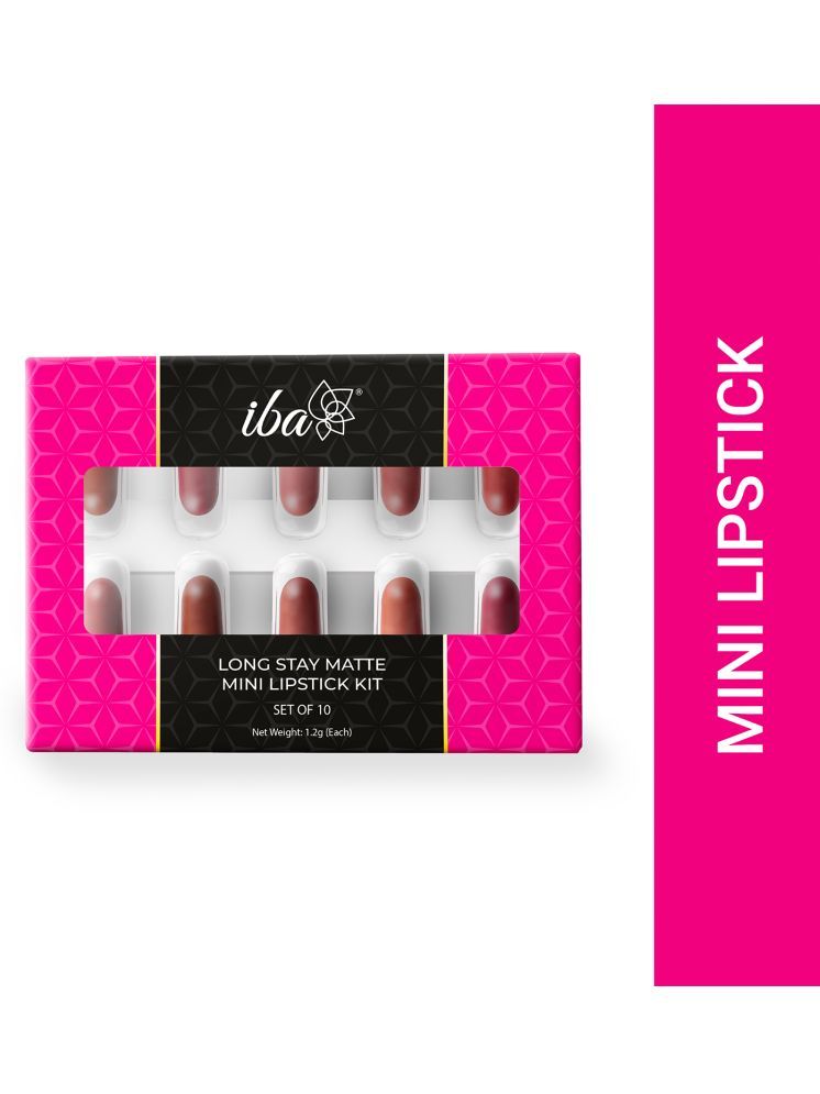     			Iba Long Stay Matte Mini Lipstick Kit , Mini Lipstick Combo Pack , Set of 10, 12 g, 1.2 g Each, (Pack of 1)