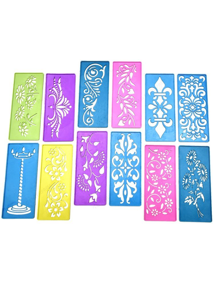     			M.G ENTERPRISE DIY Plastic Rangoli Stencils For Floor and Wall PLS-K-12 Set of 12 pc (3 in x 7 in)